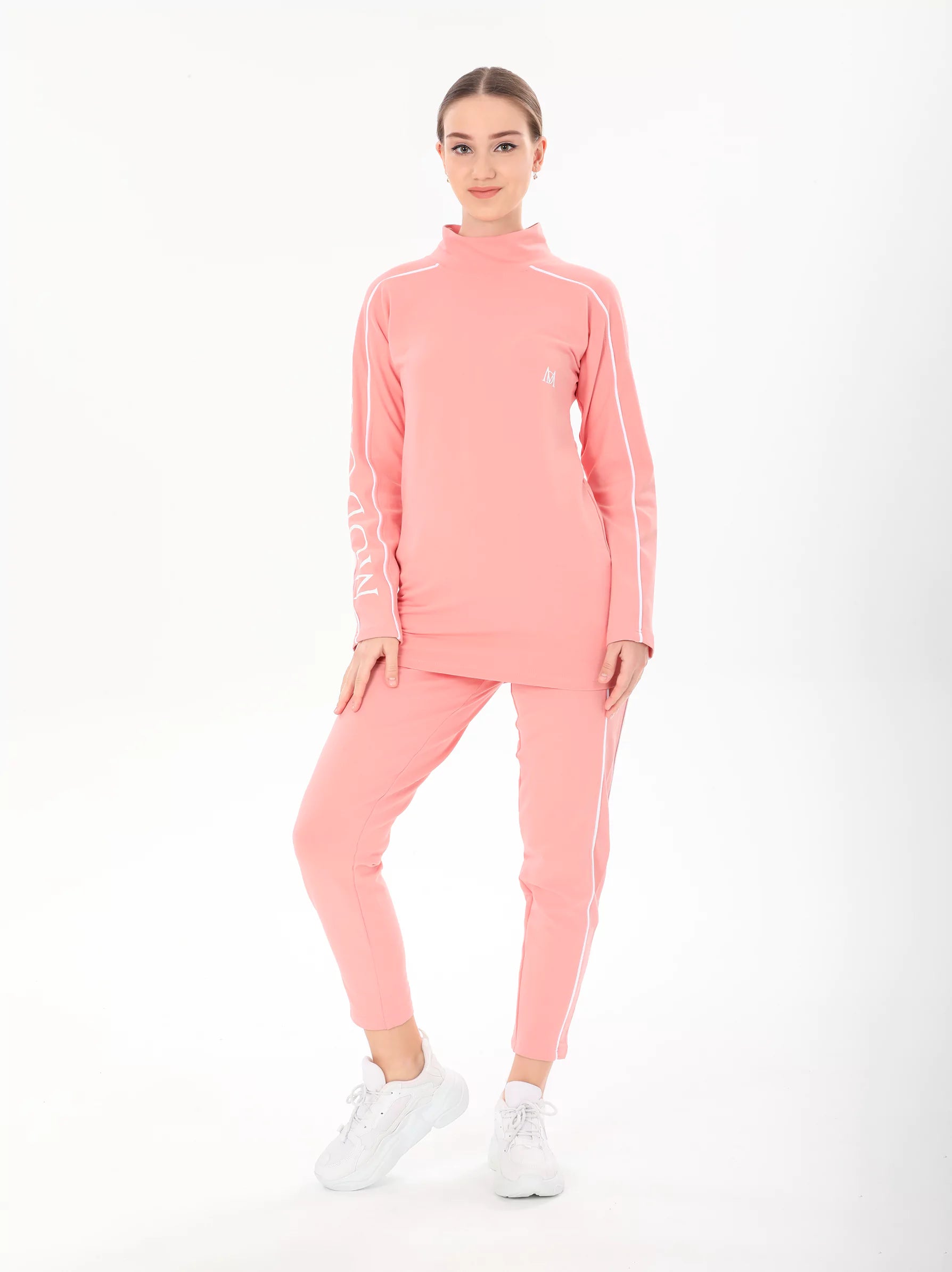 Peachy Pink Longline Sweatshirt UK Women Peach Sweatshirt Modora UK