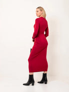 red bodycon long dress