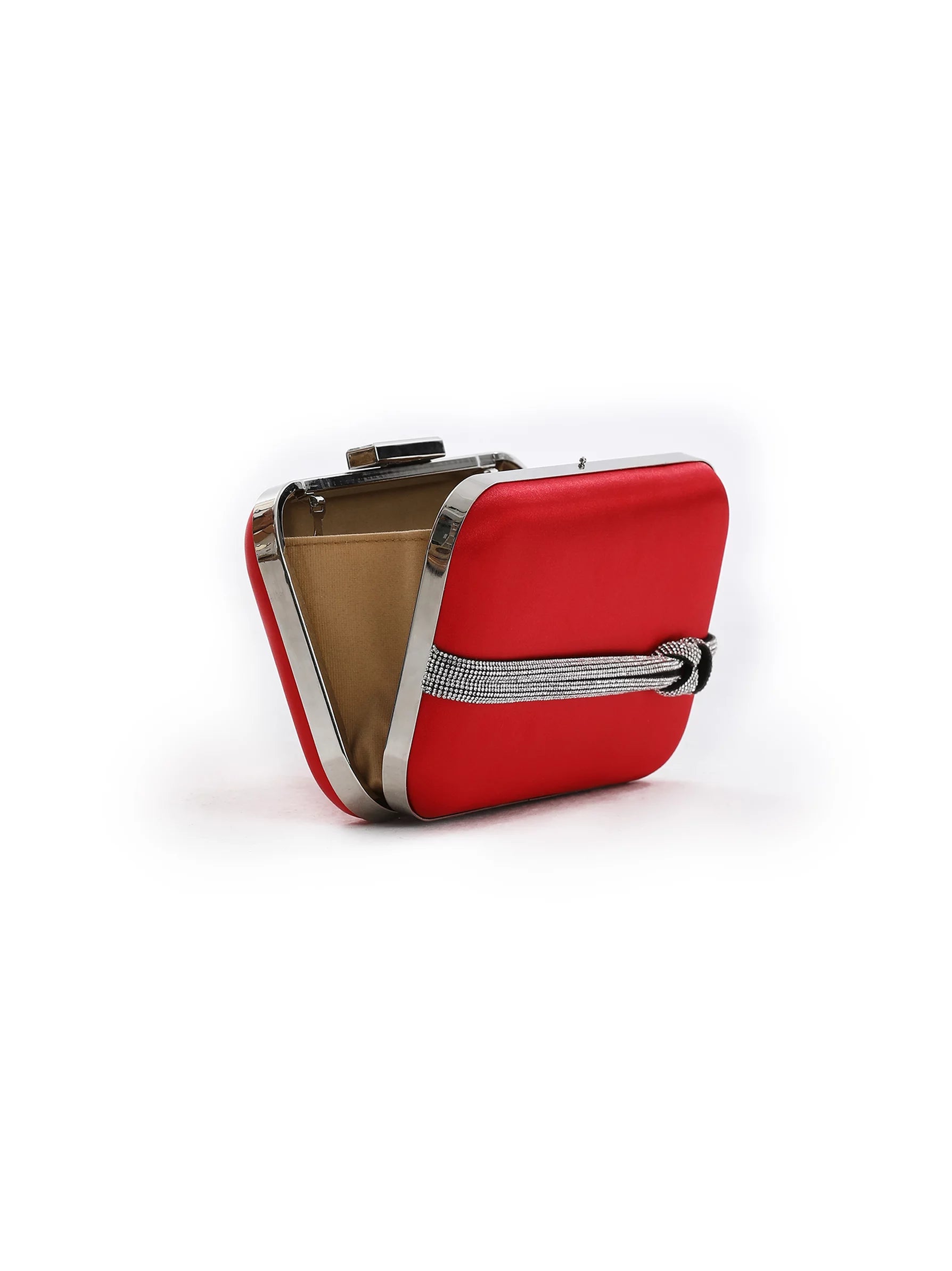 Red online satin clutch