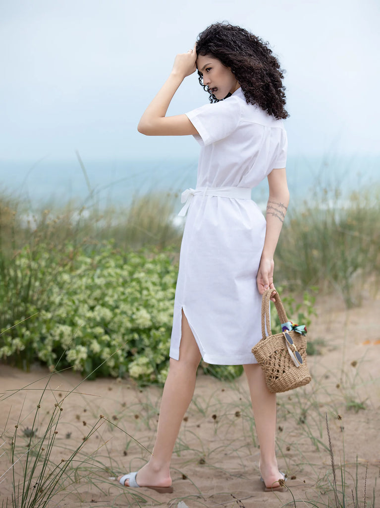 white short sleeve dress