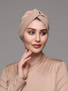 beige knot turban