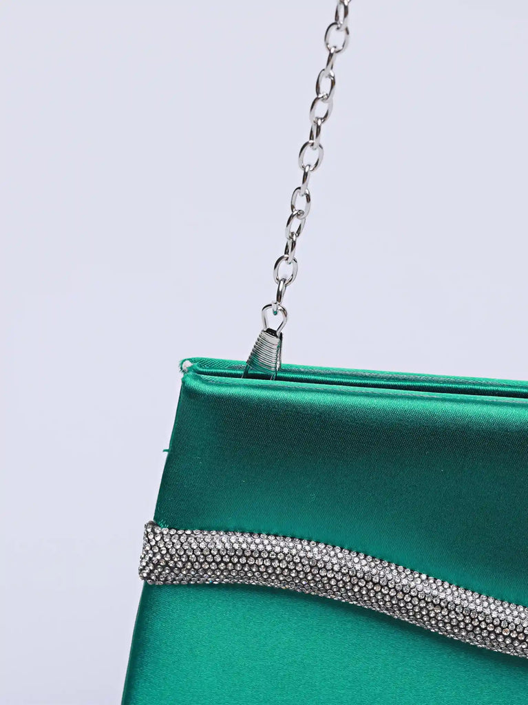 green diamante clutch bag uk