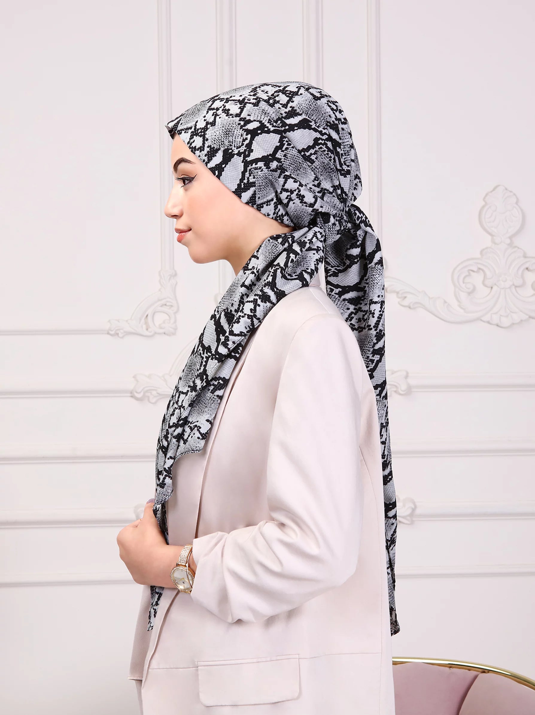 grey animal print scarf