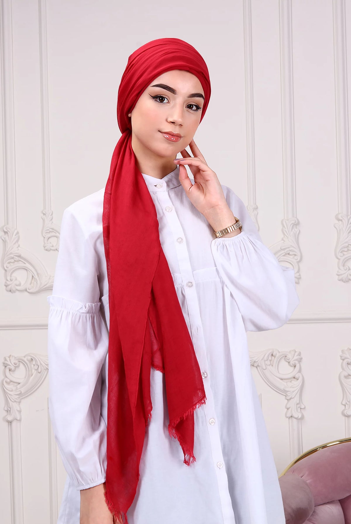 Red Model Scarf Shop for Modal Scarf - Modal Hijab UK – Modora UK
