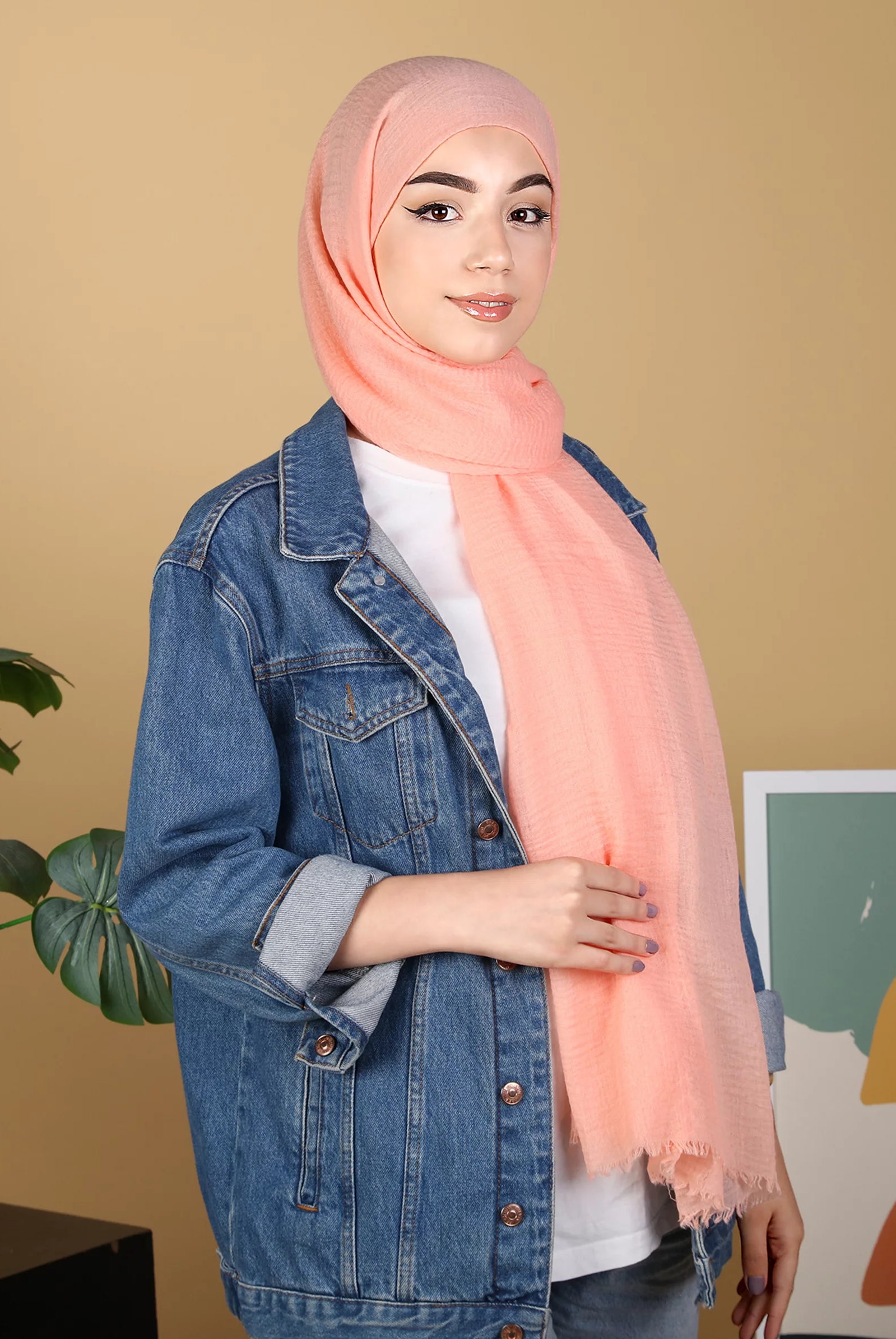 peach colour hijab