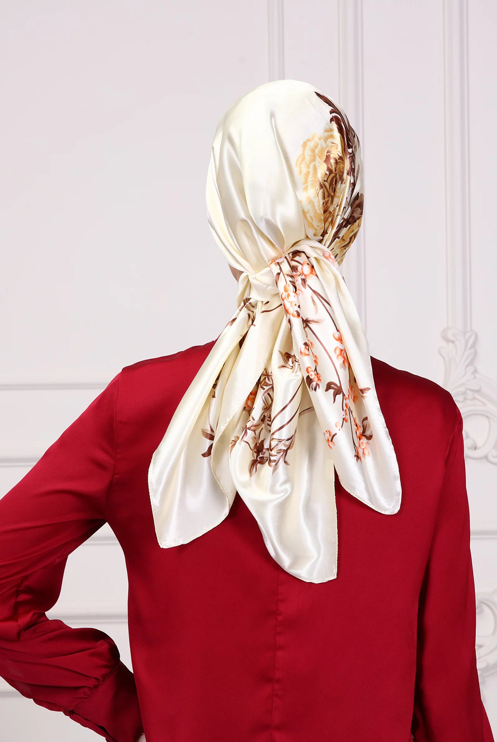 cream floral scarf