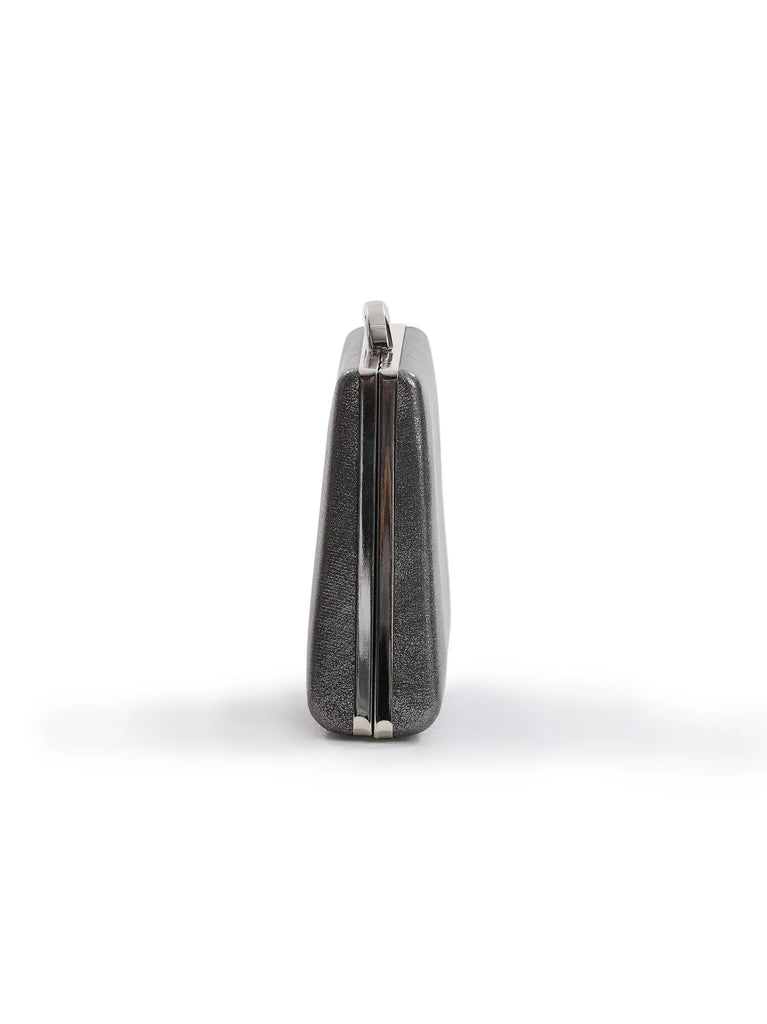 grey shiny clutch bag uk