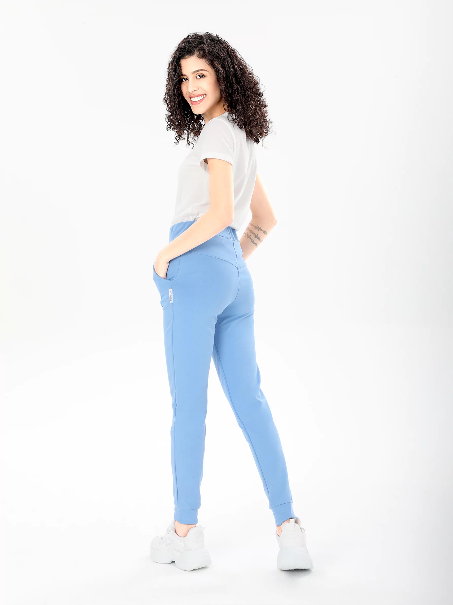 Women Baby Blue Fleece Jogger Uk Women Joggers in Blue Modora UK