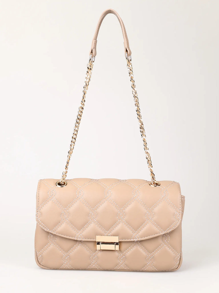 camel quilted bag