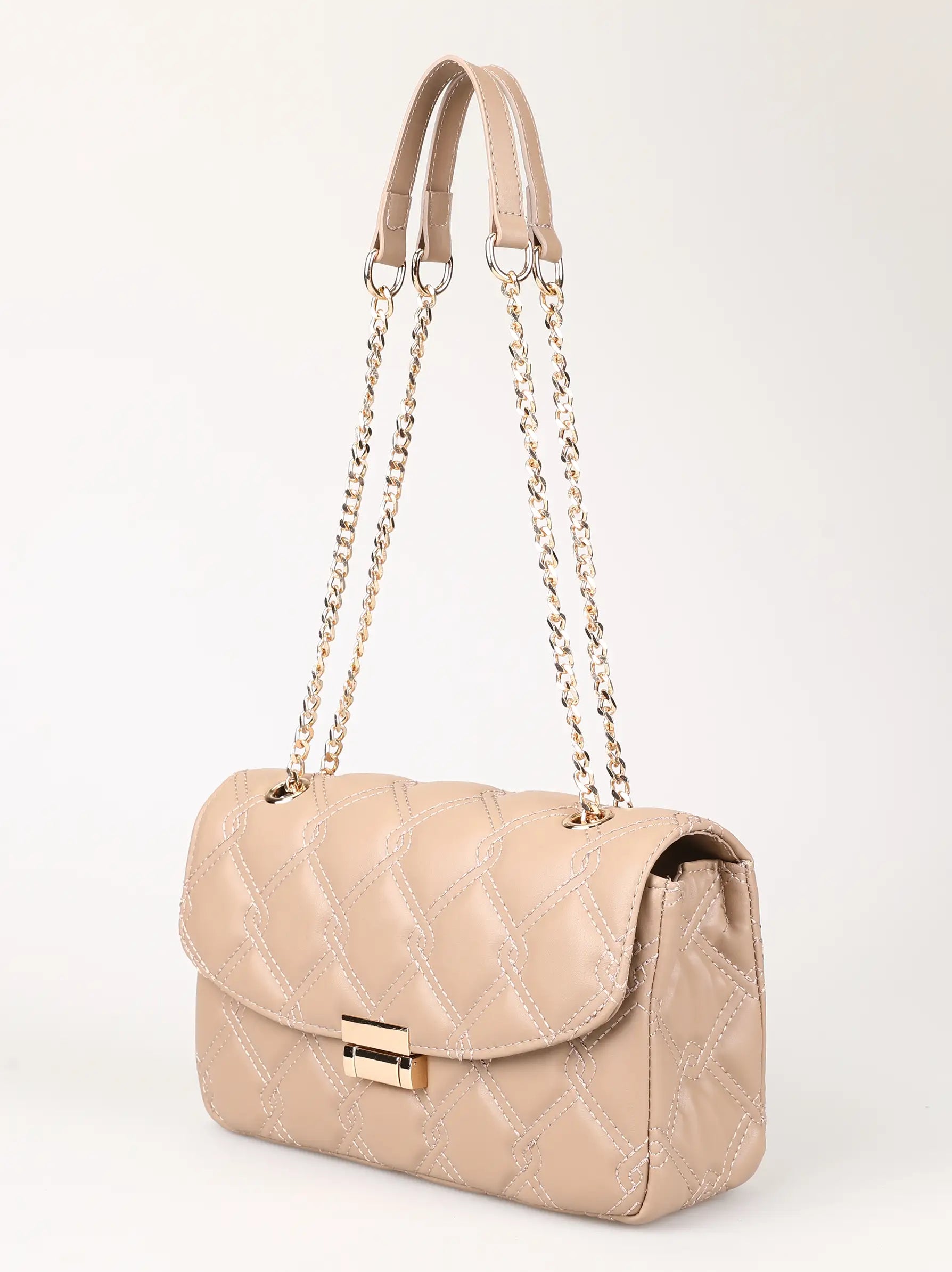 quilted chain handle shoulder bags