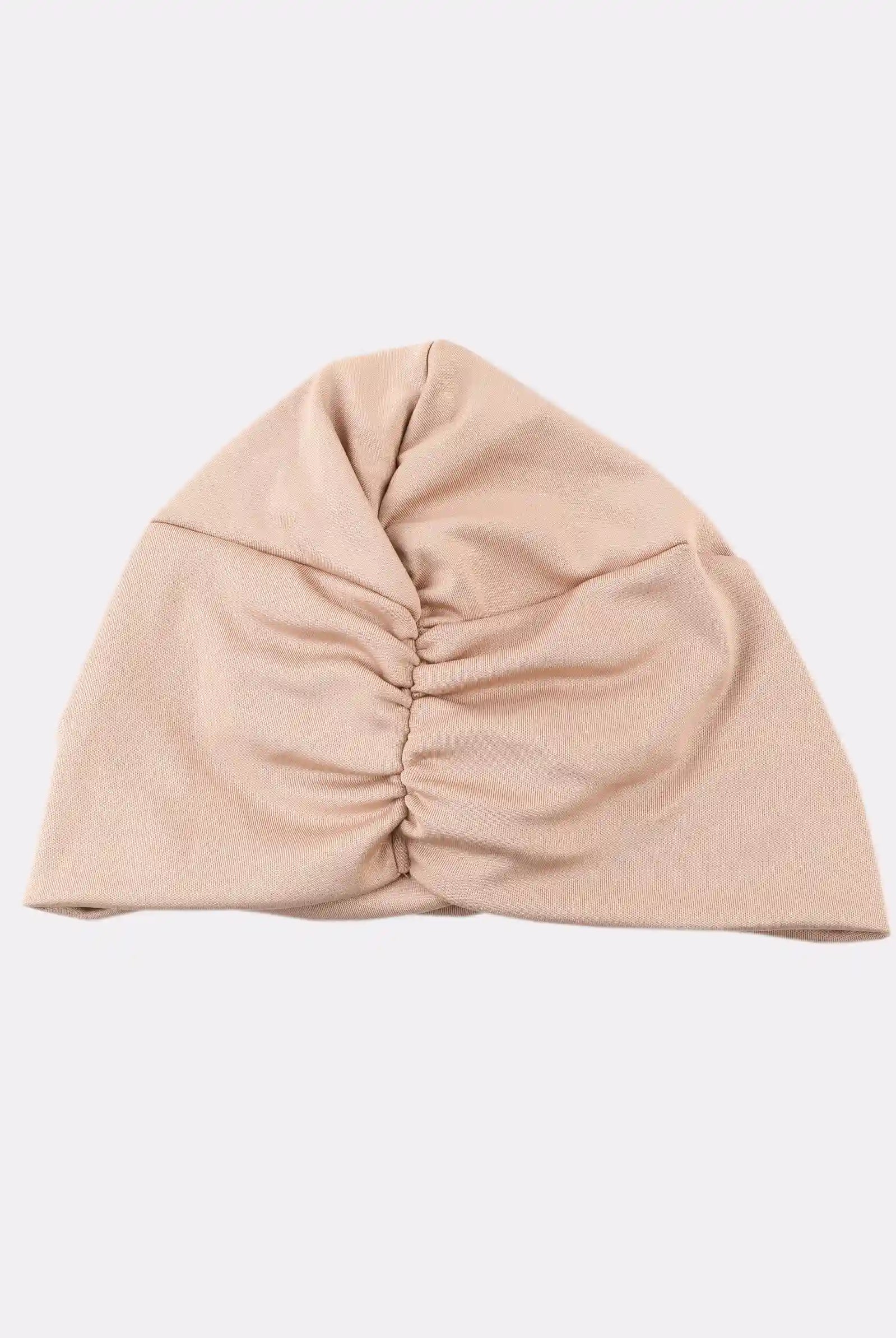 tie knot beige turban swim cap