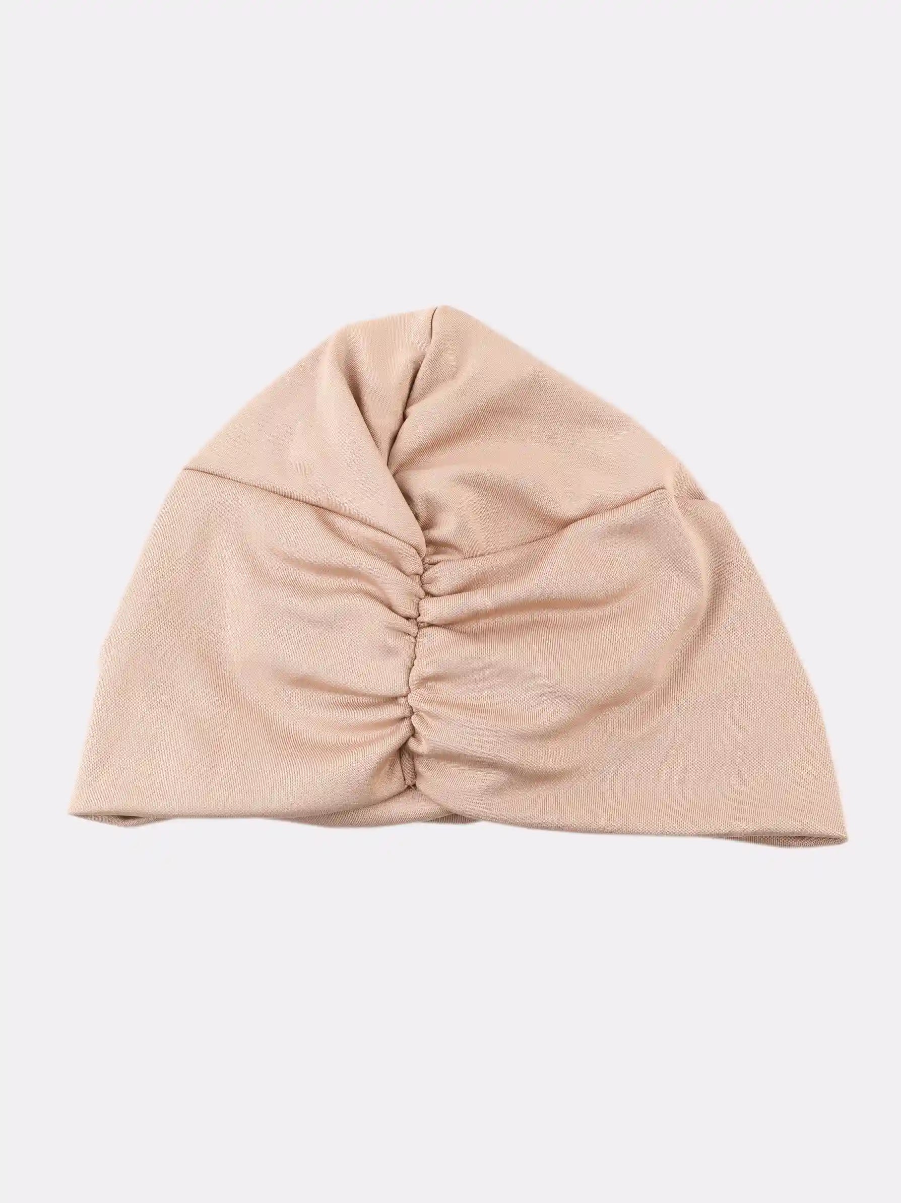 tie knot beige turban swim cap