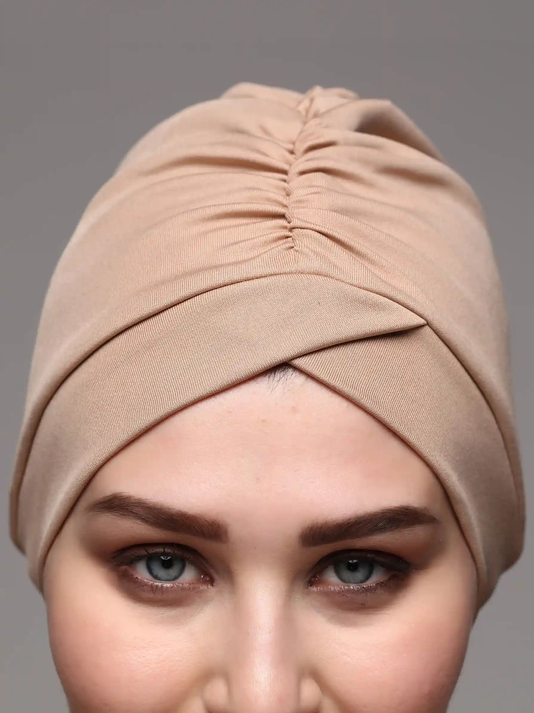 Beige Swim Turban Cap Beige Swimming Cap For Women Modora UK