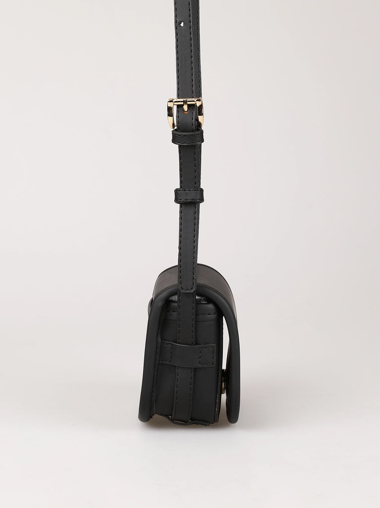 Black mini Textured Cross Body Bag
