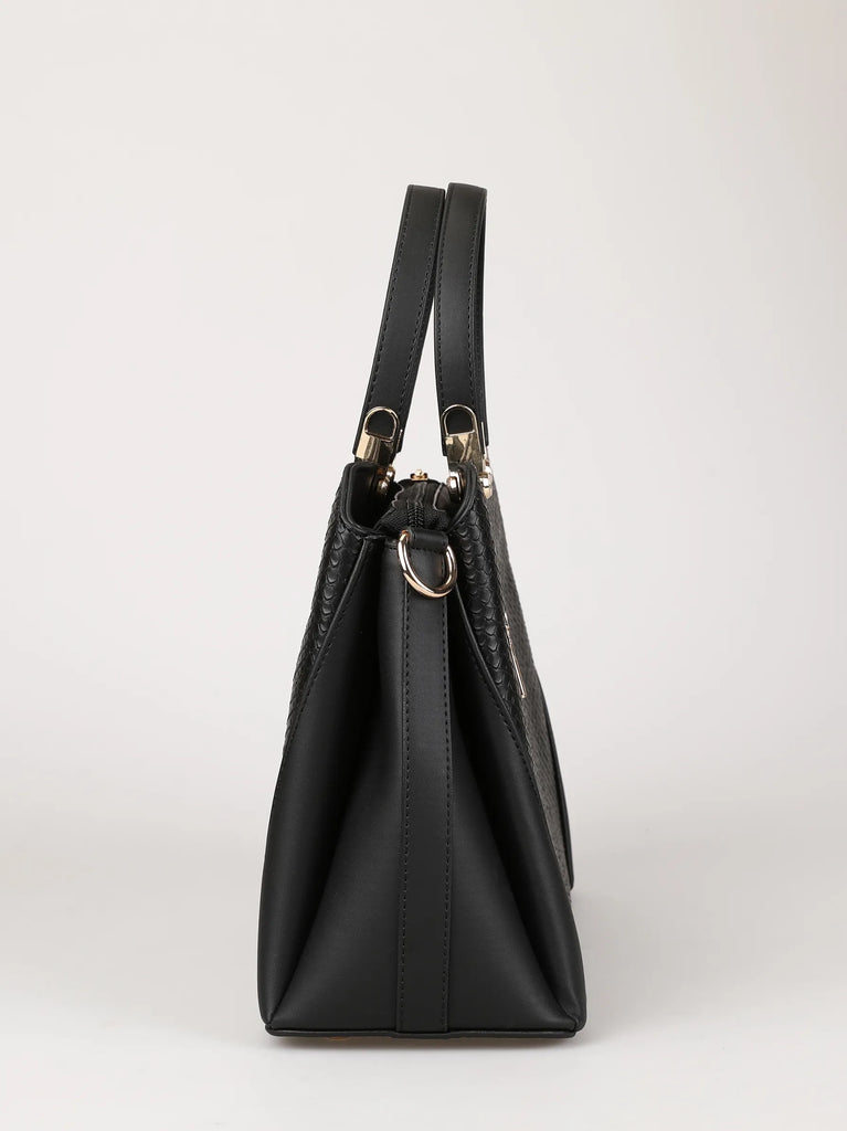 mini tote style black handbag