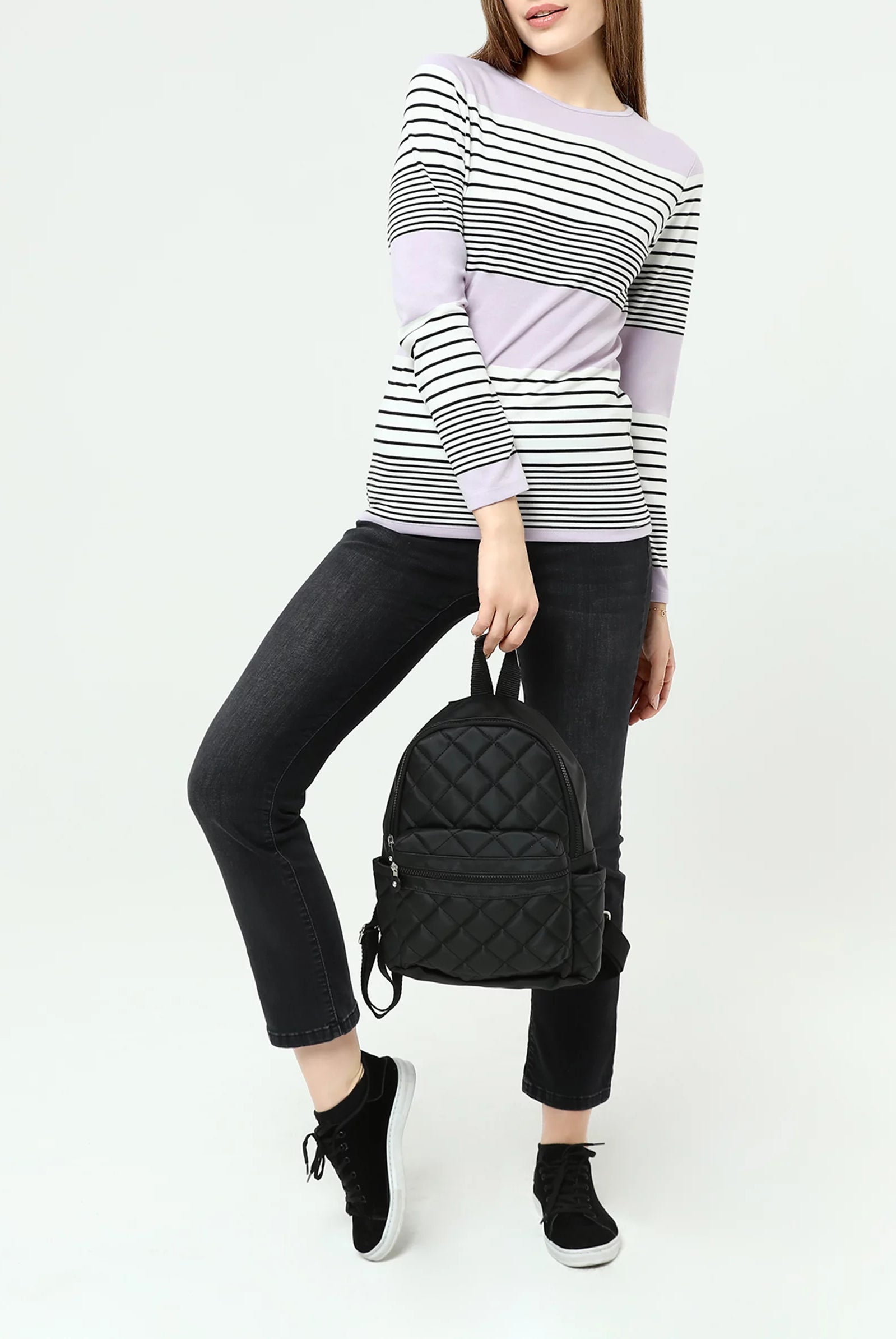 black quilted backpack women's