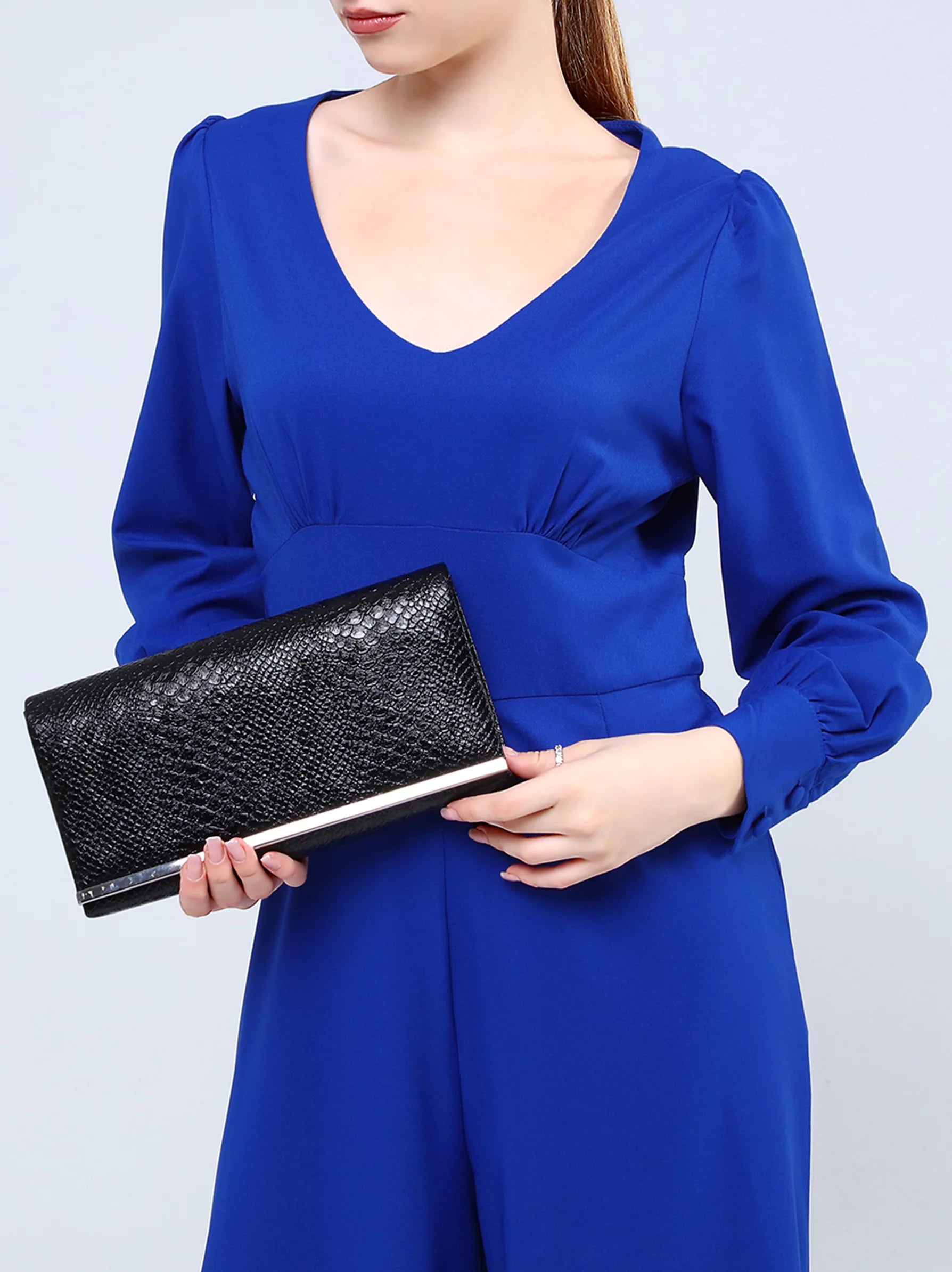 Blue snakeskin sales clutch bag