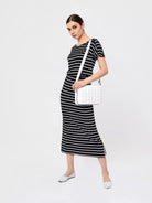 Shop Stripe Elasticated Waist Midi Dress
