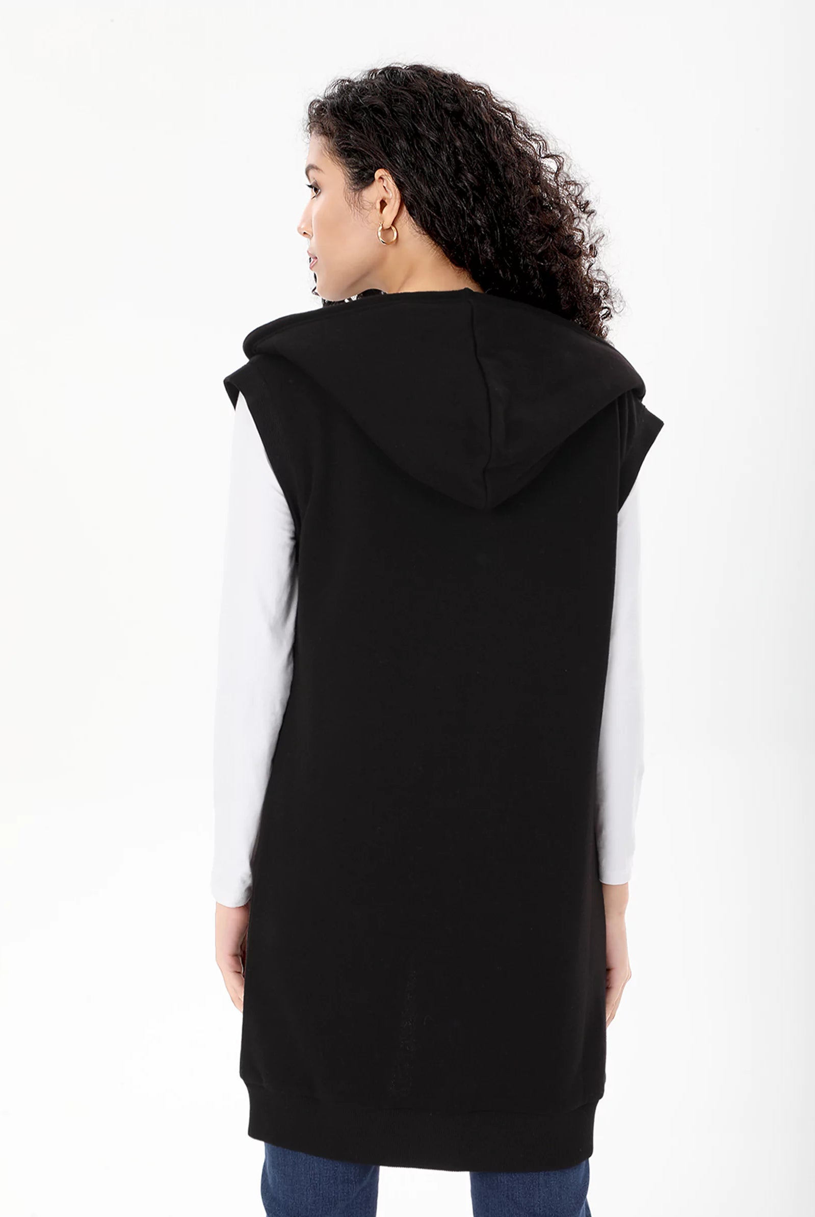 black zip through hoodie womens