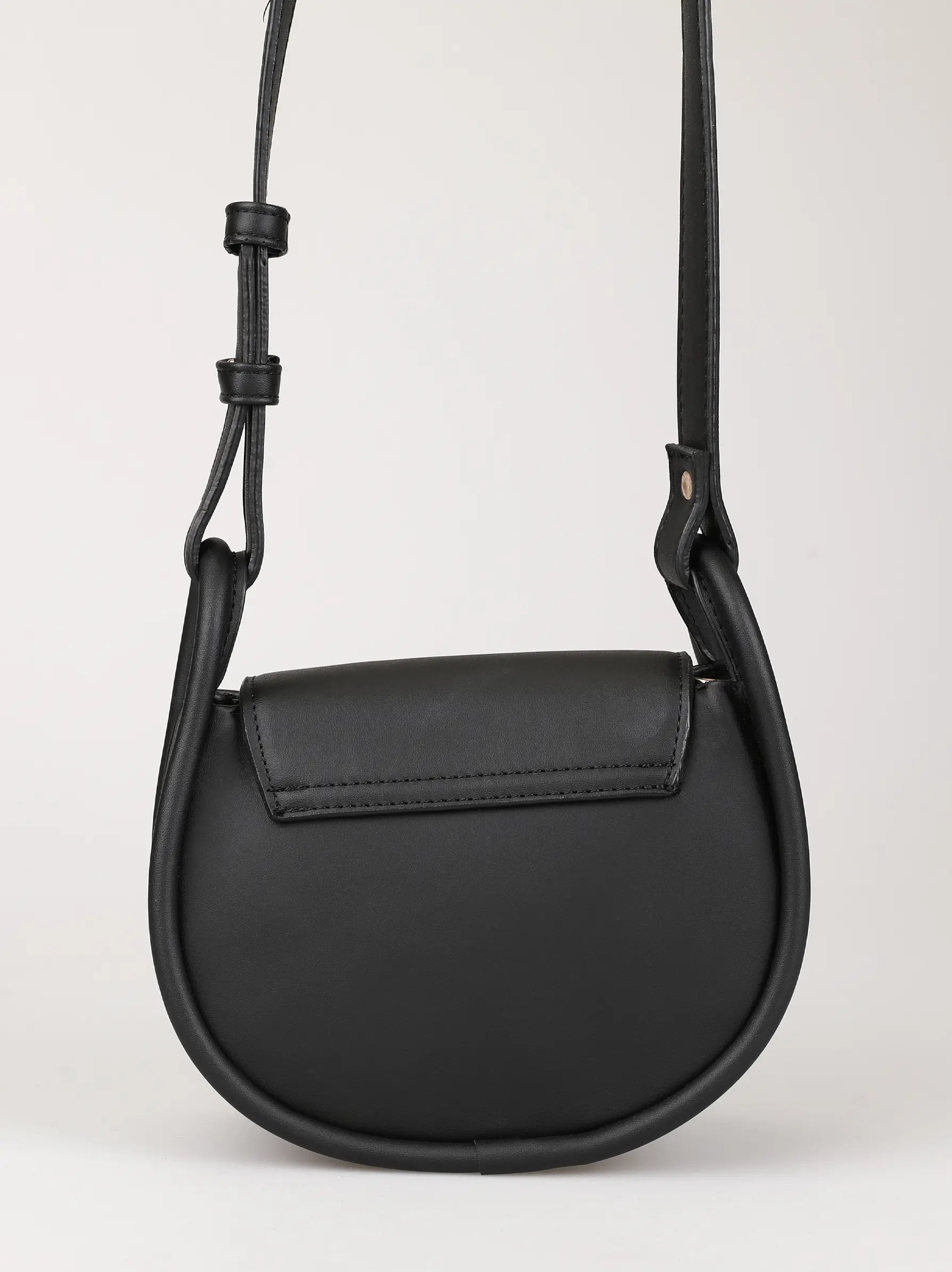 Round Tubular Black Crossbody Saddle Bag Modora UK