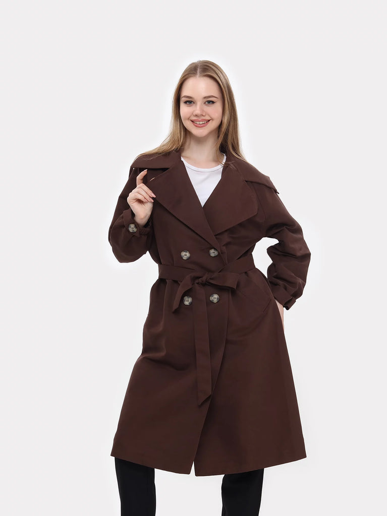 coffee brown trench coat