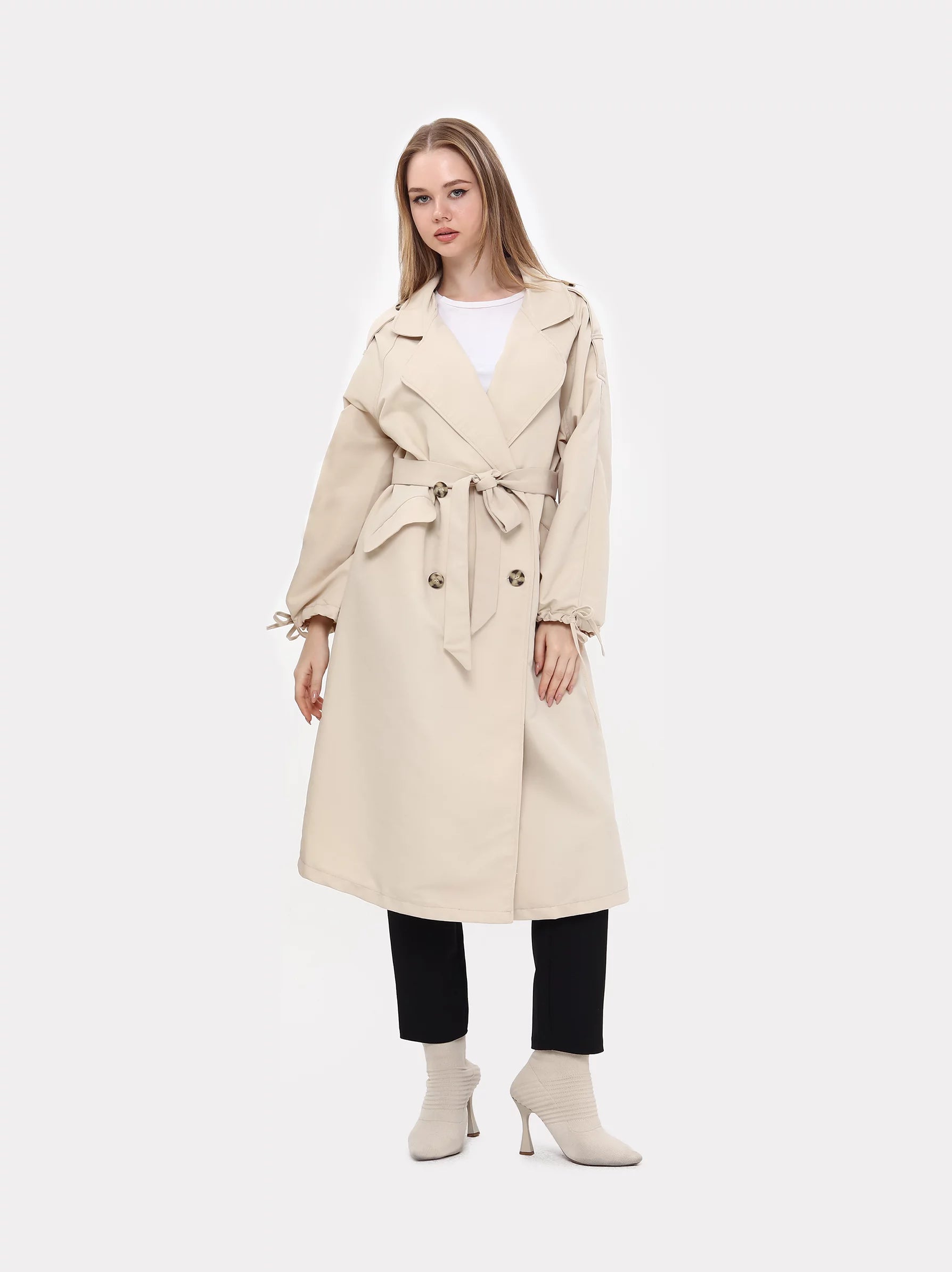 Long cream 2025 trench coat