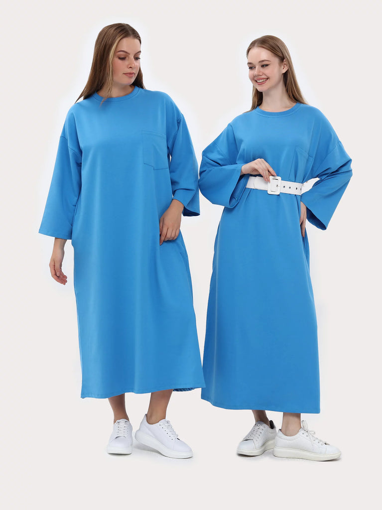 blue oversize midi dress