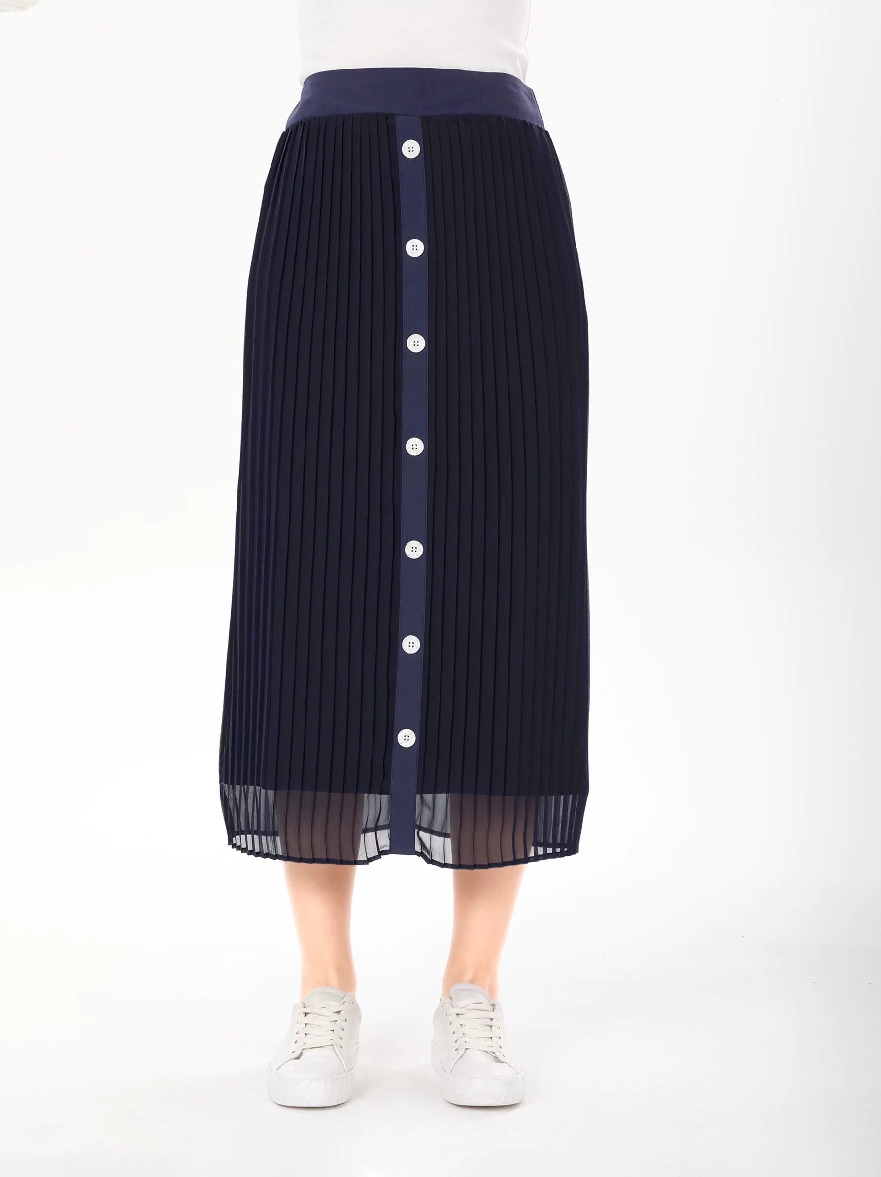 button midi skirt