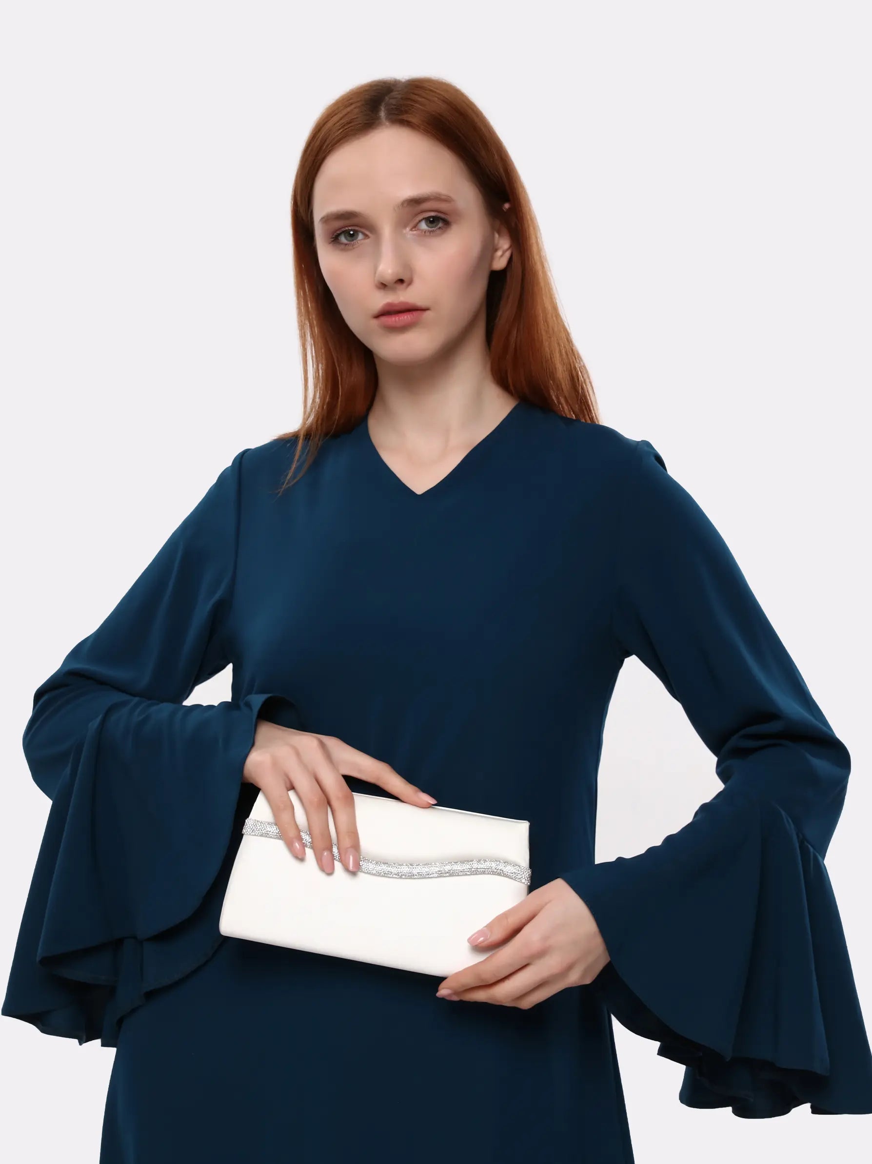 Silver clearance satin clutch