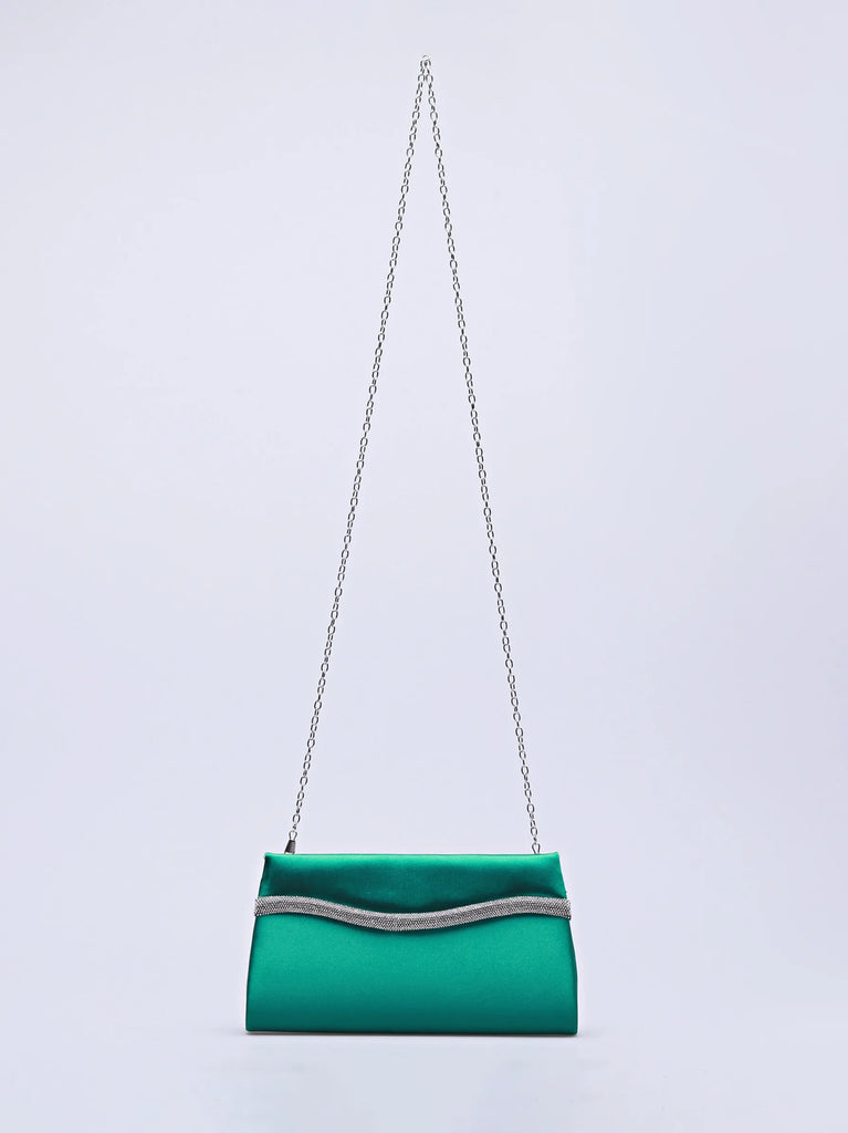 green diamante clutch