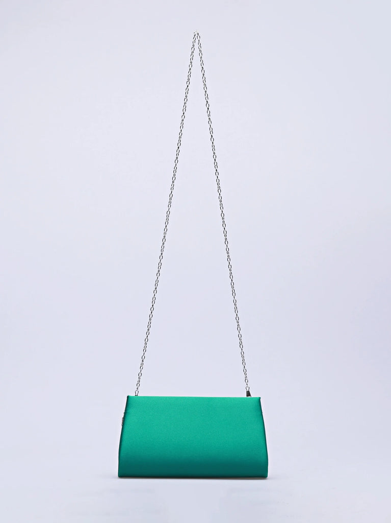 green diamante clutch bag