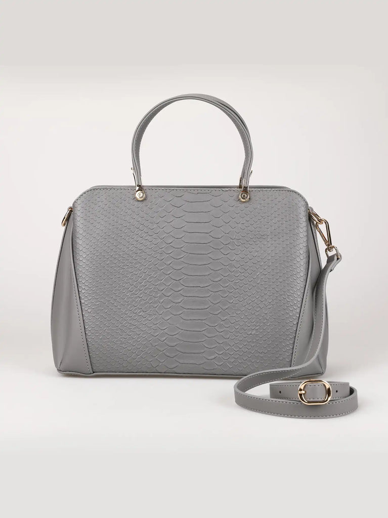 grey top handle bag