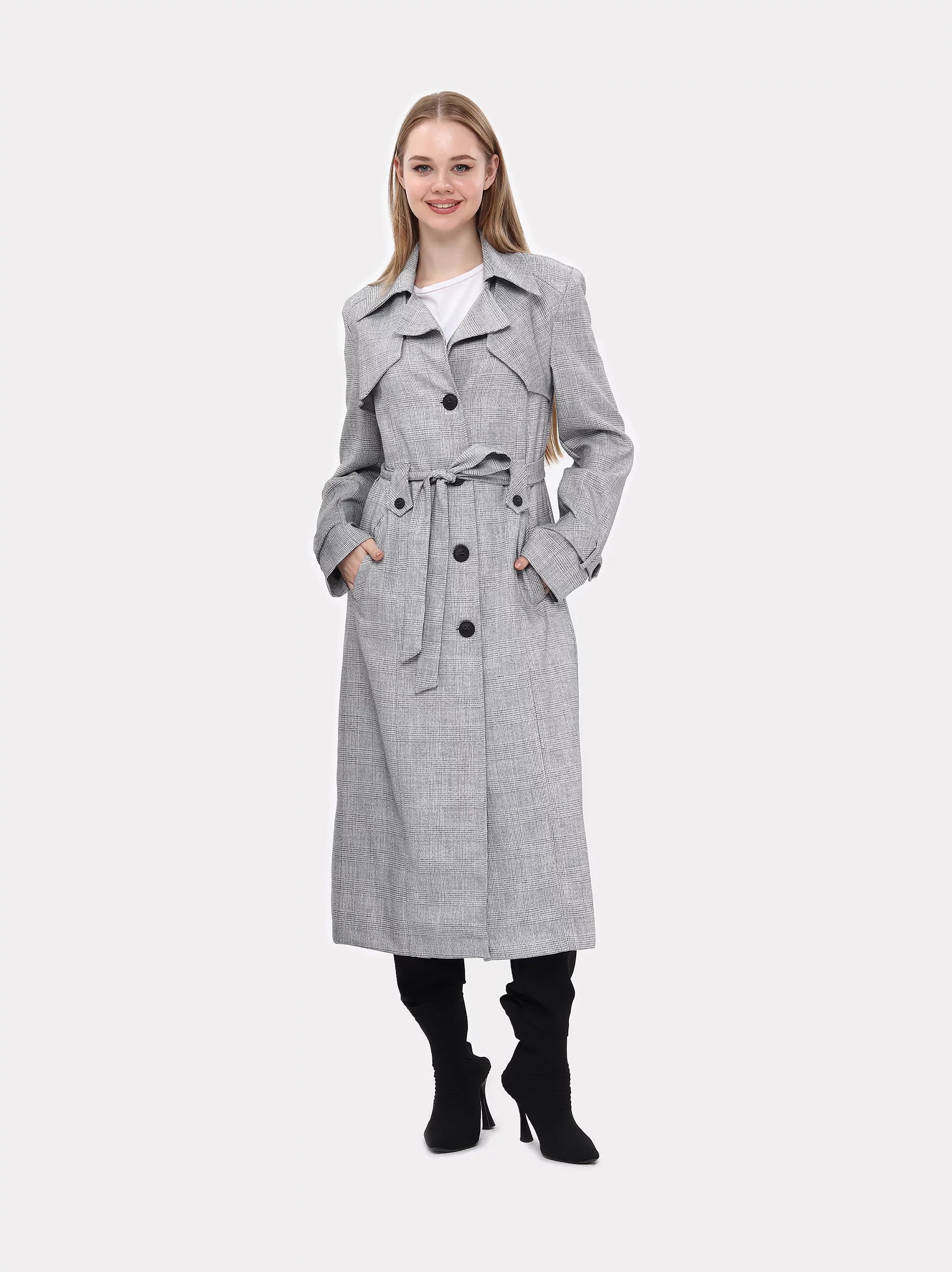 Women's plaid trench coats clearance