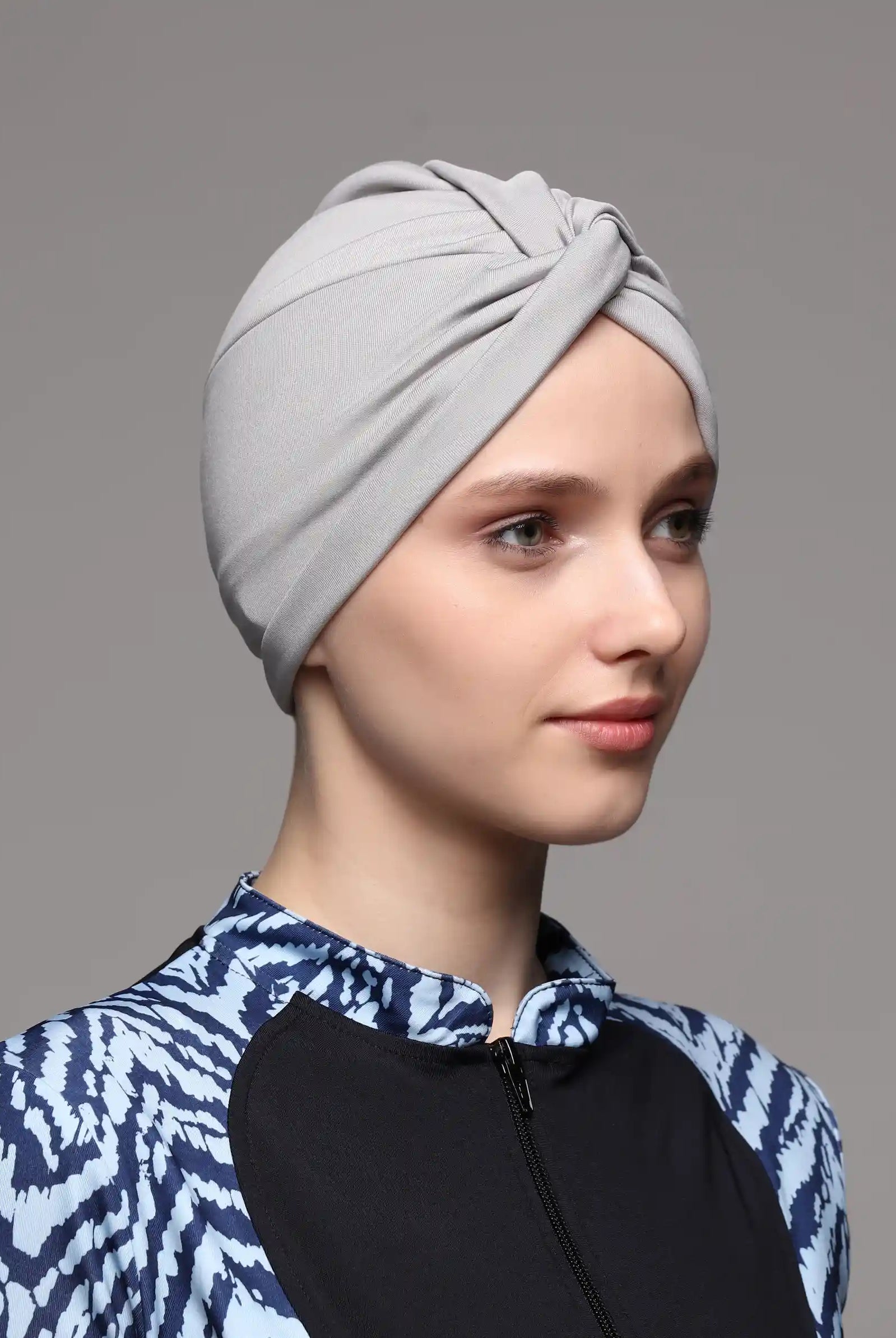 grey swim turban