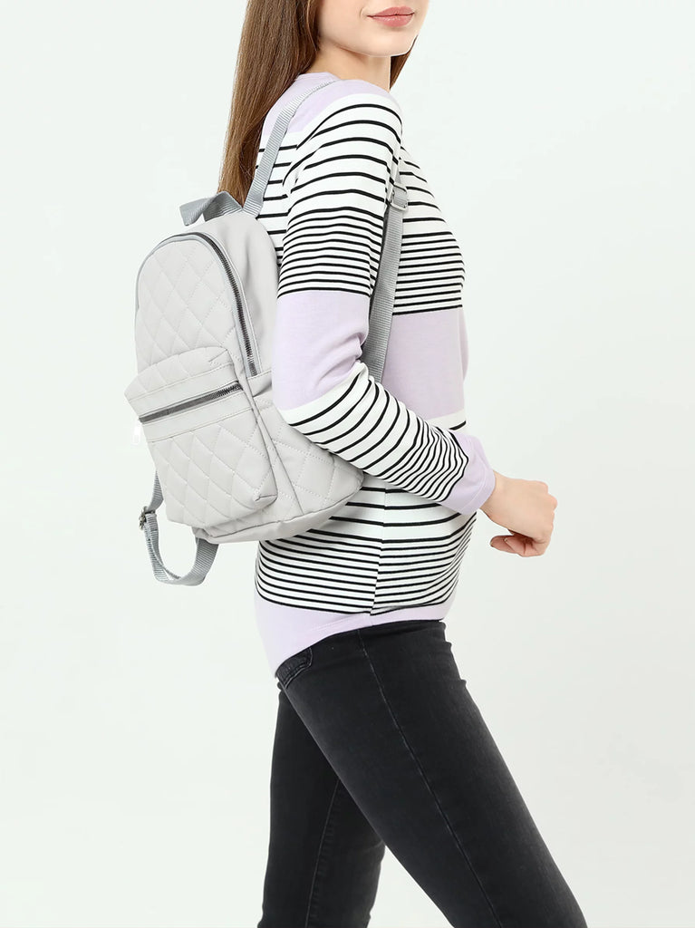 backpack grey quilted bags & handbags for women