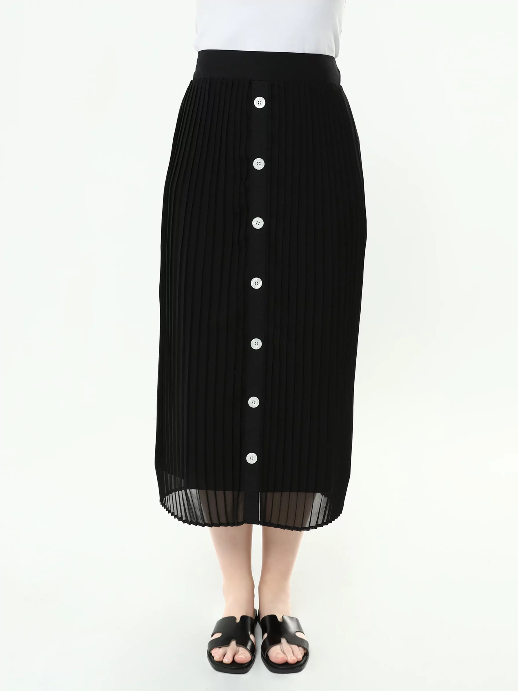 button midi skirt