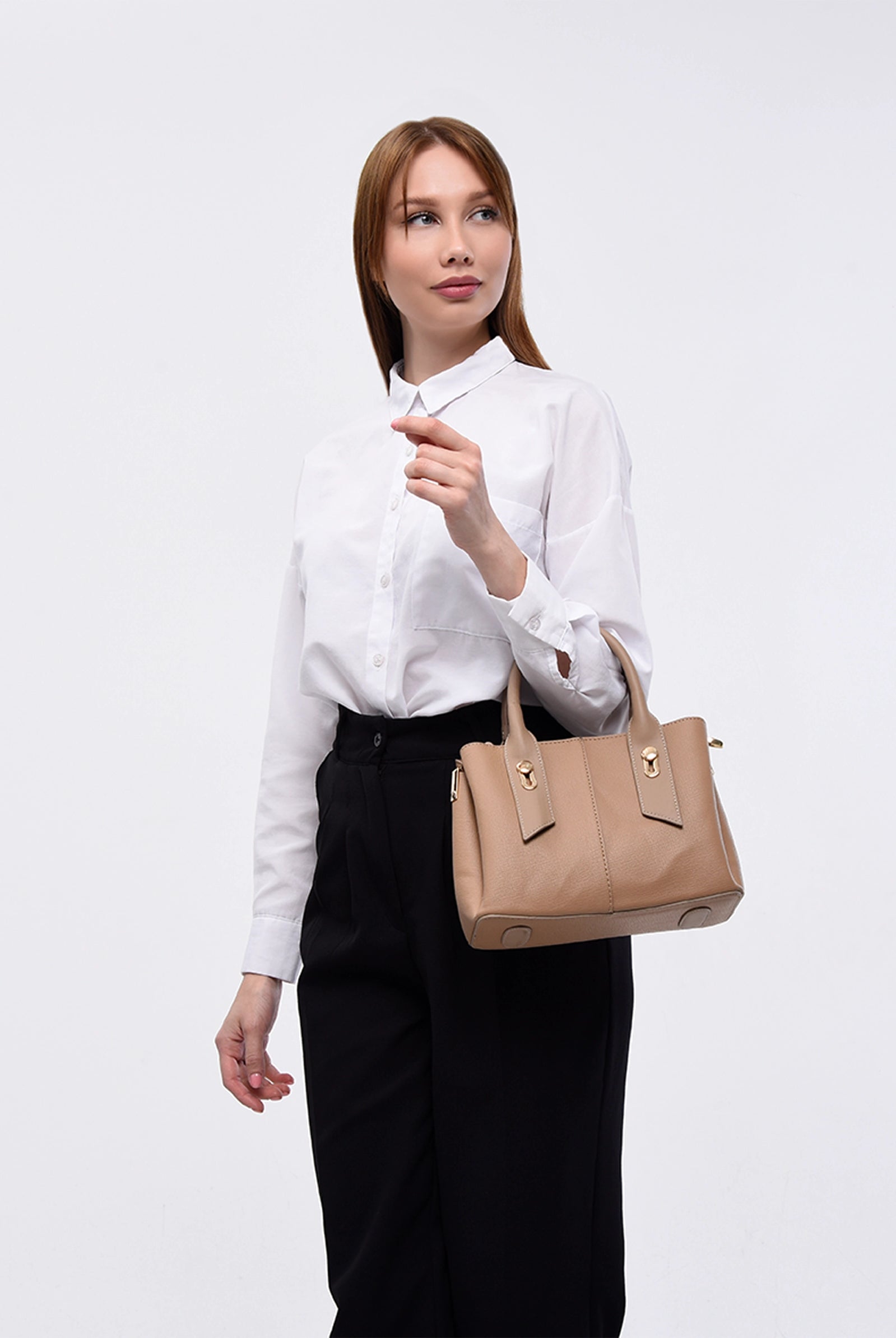 mini structured beige handheld bag