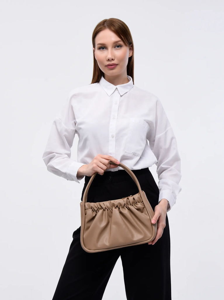 black ruched detail shoulder bag