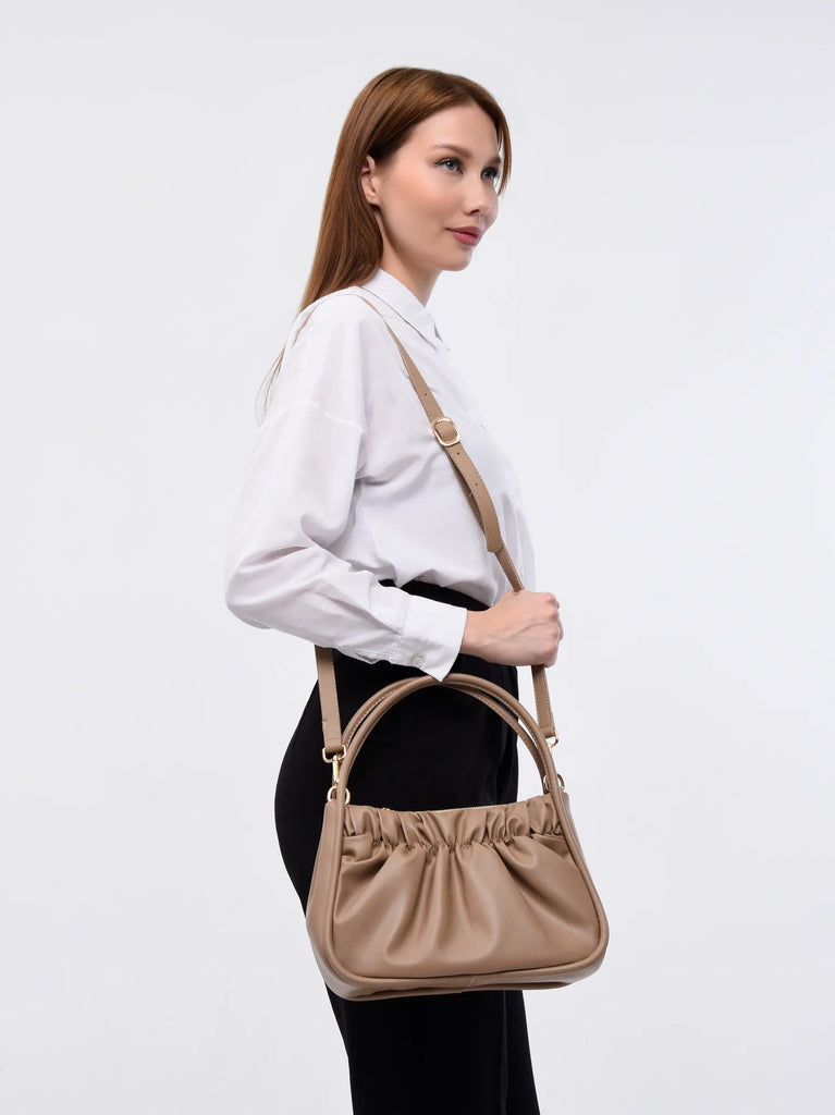 black ruched tote bag