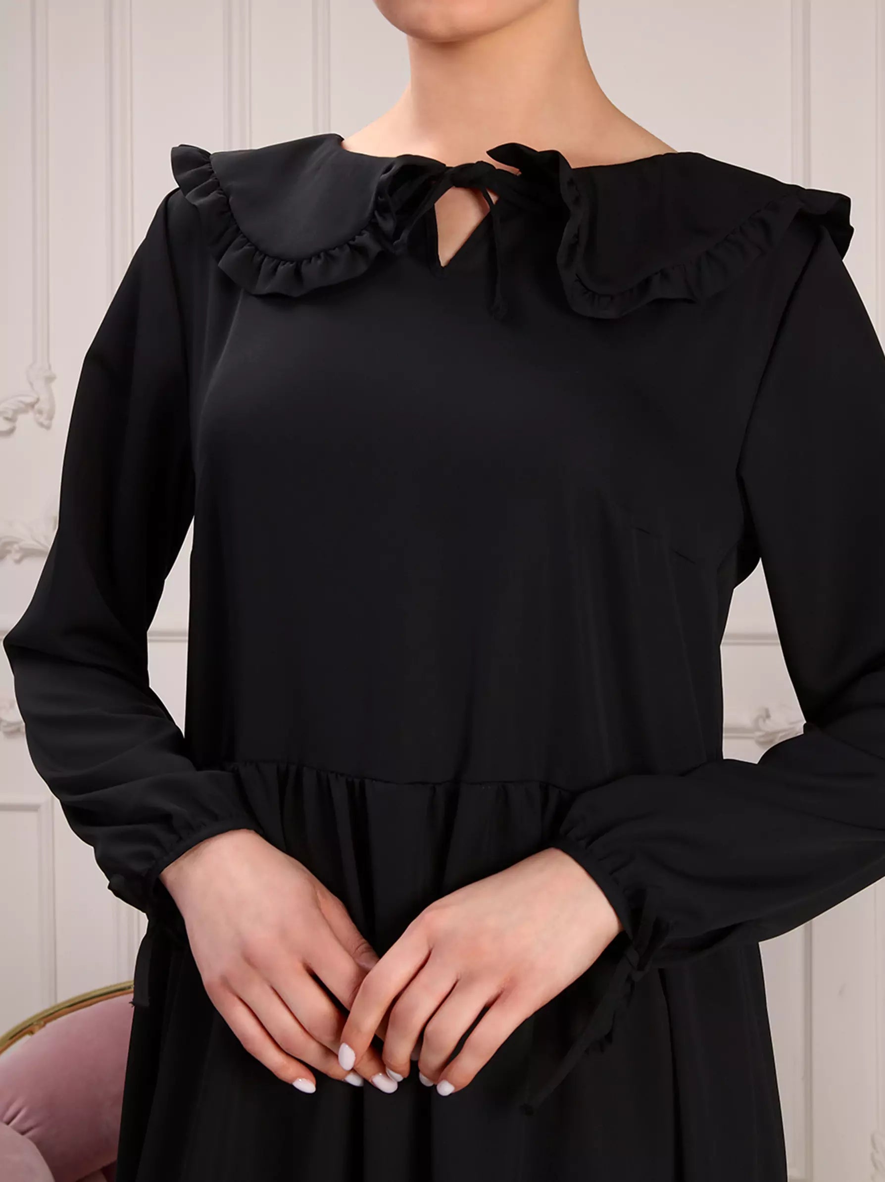 Black peter pan collar dress cheap