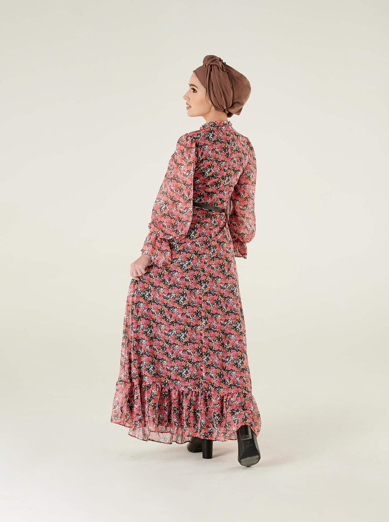 fuchsia floral longline dress uk