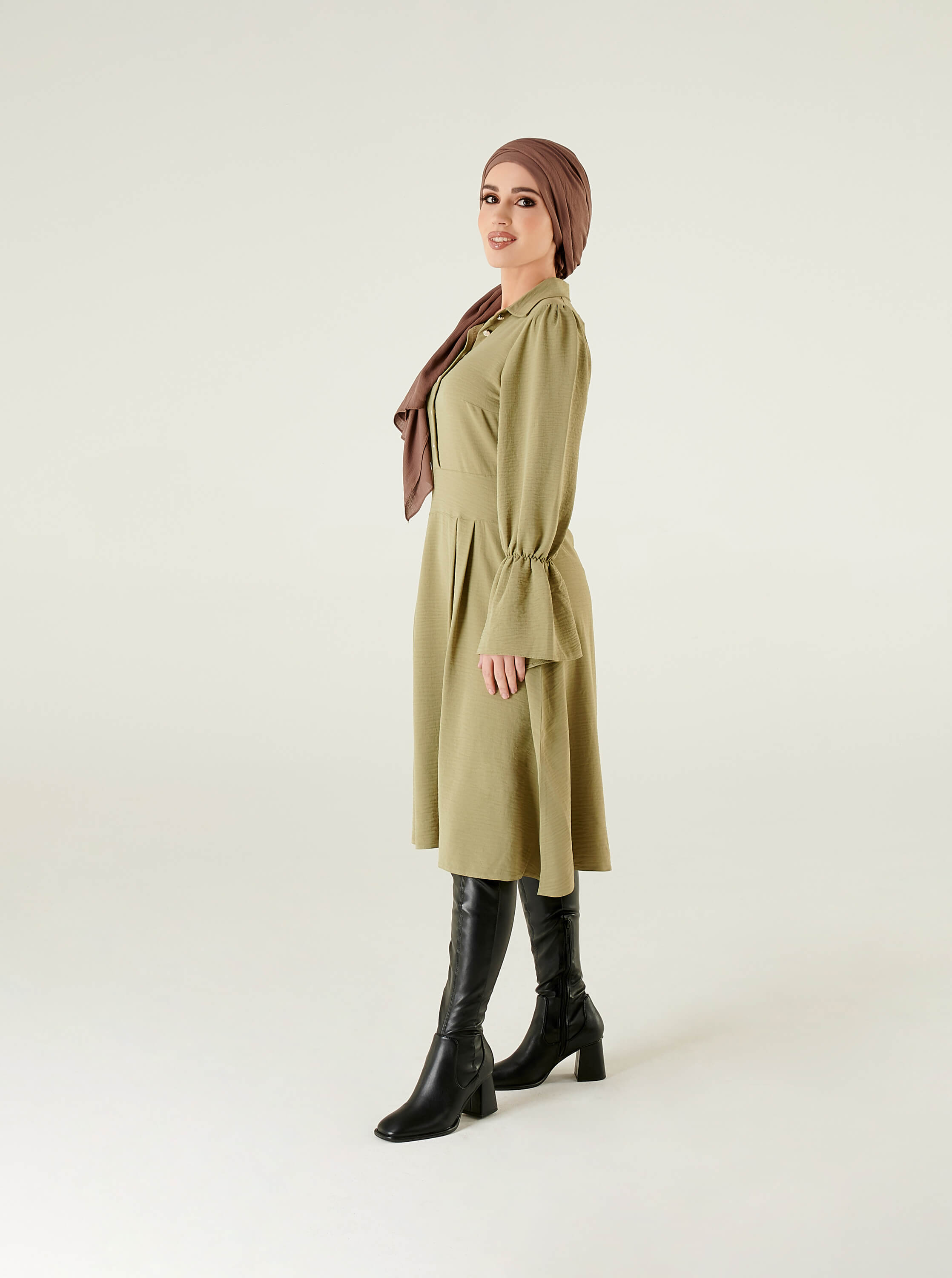 khaki  midi dress uk