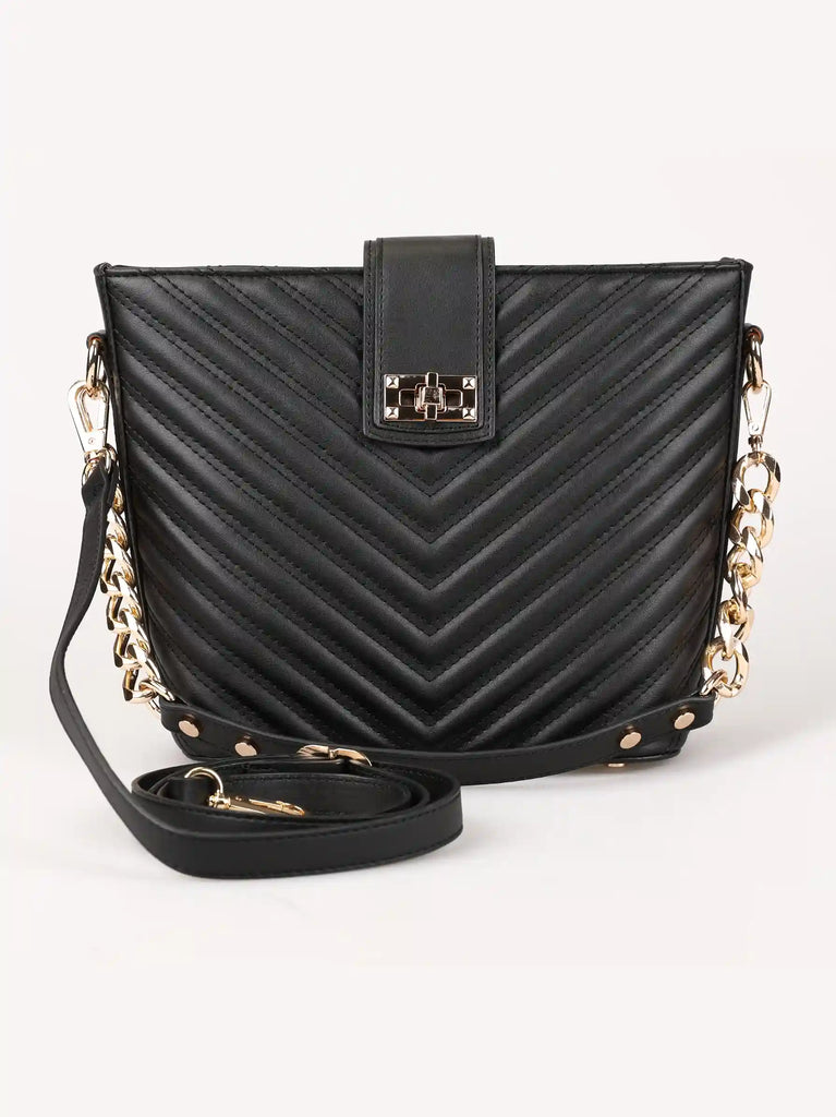 black quilted chain bag