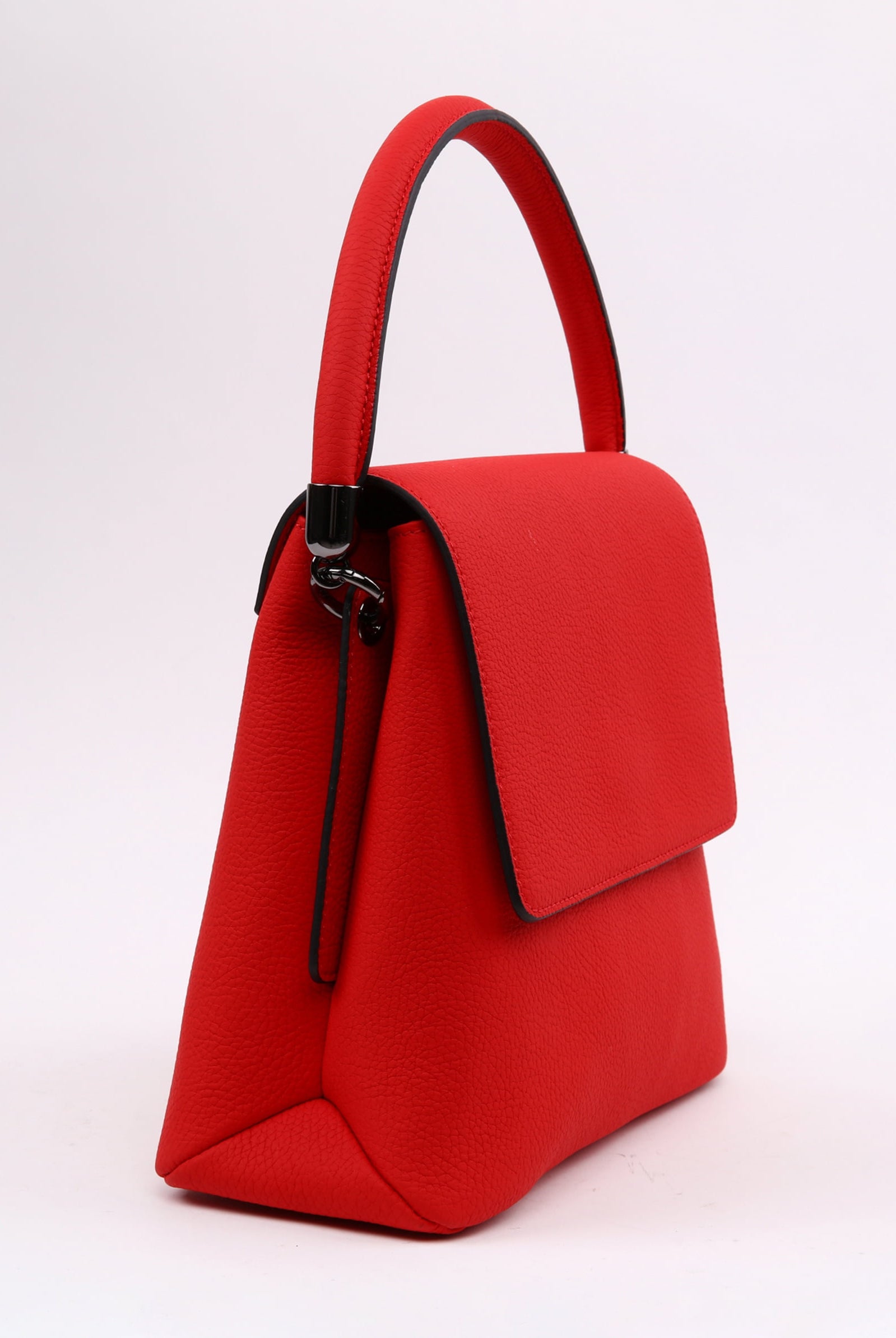 small red leather handbag