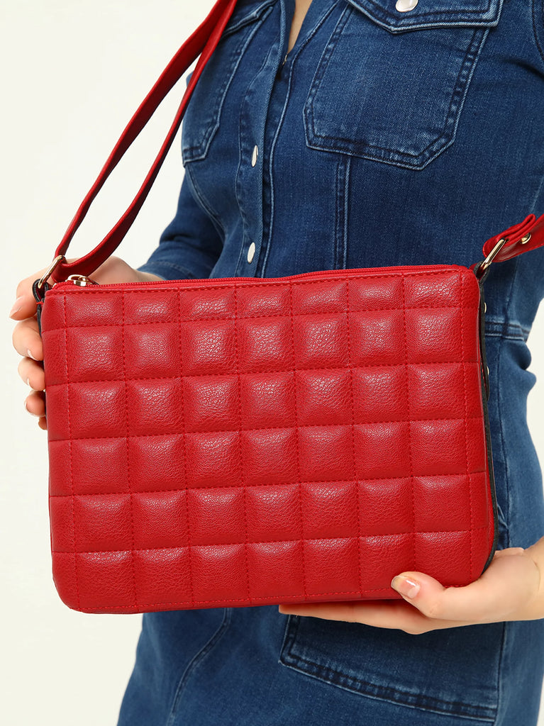 Red Quilted Cross Body Bag