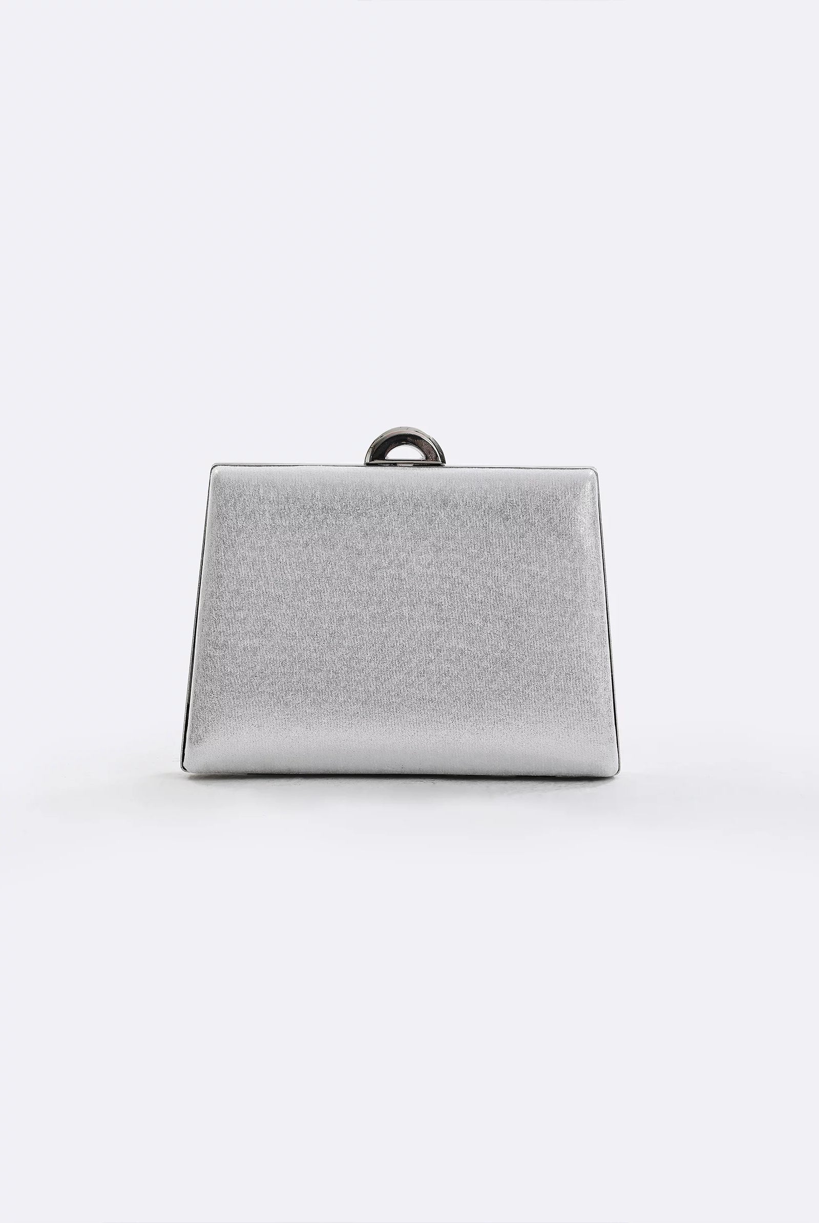 silver metallic clutch bag