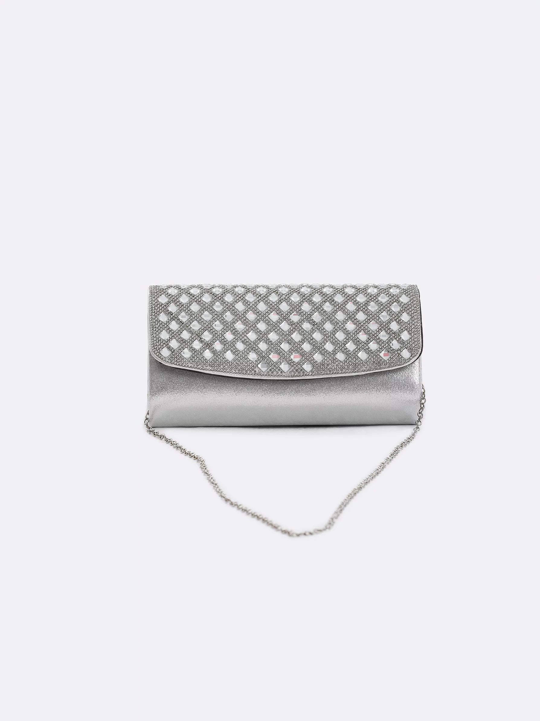 Silver shimmer sales clutch bag