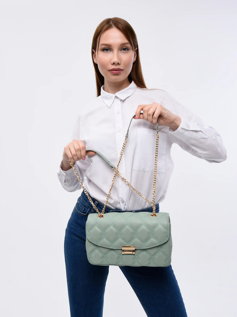 quilted mint green bags